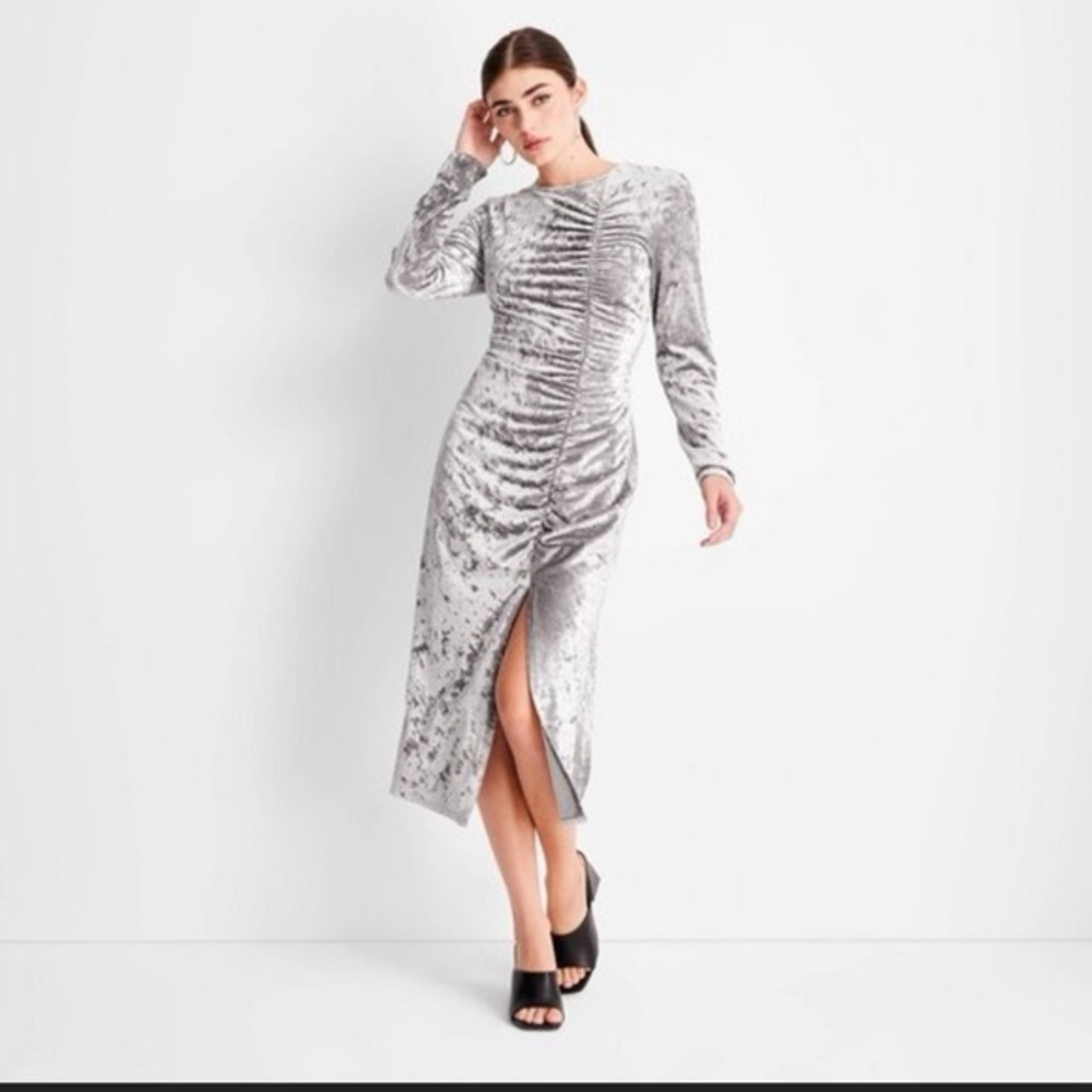 ✨NWT Future Collective Chic Long Sleeve Silver Dress Various Sizes